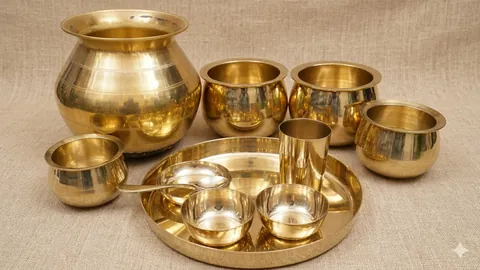 Kansa bronze thali and serving bowls
