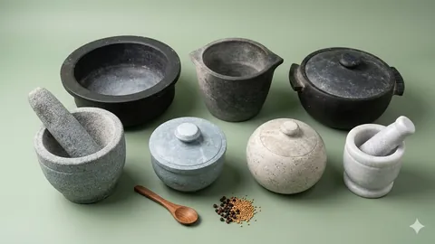 Soapstone cookware at Ramachandhraa Stores